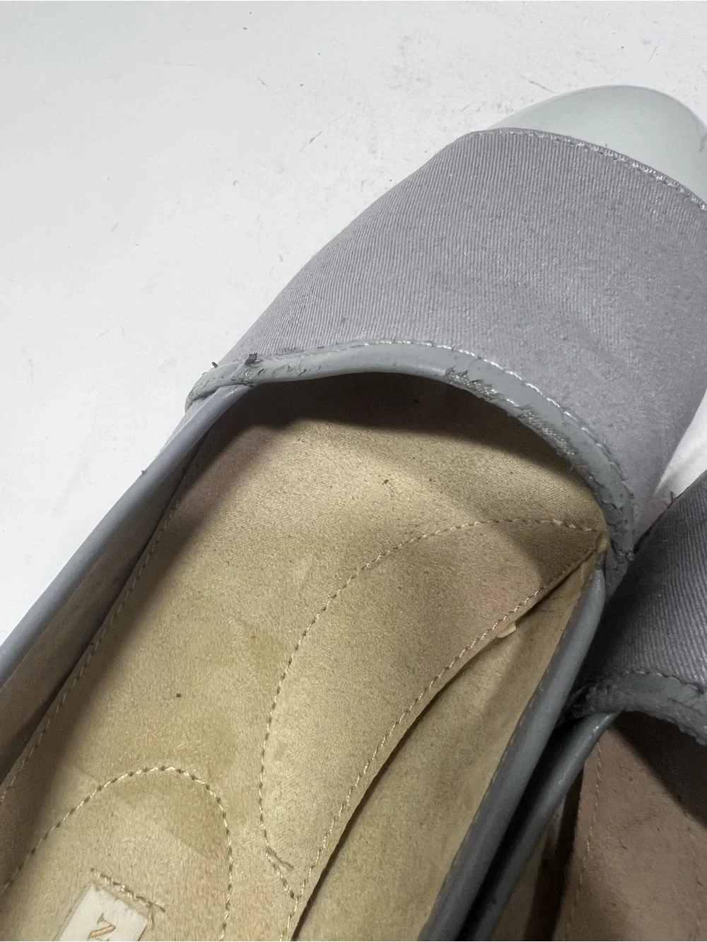 Dana Buchman Grey Flats with Metallic Silver Toe